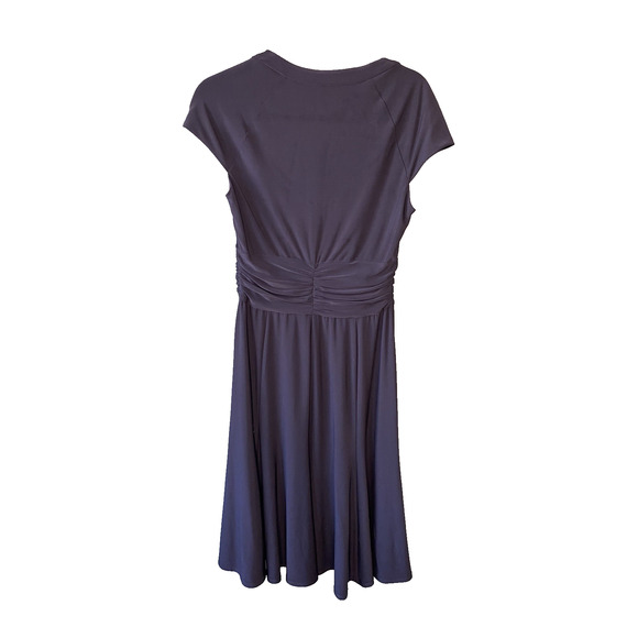 Evan Piccone Dress Womens Size 10 Black Ruched Sweetheart Neck Fit & Flare Midi - Picture 2 of 8